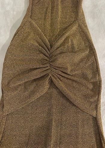 Parlak Yılan Desenli Uzun Abiye Elbise - Görsel 6