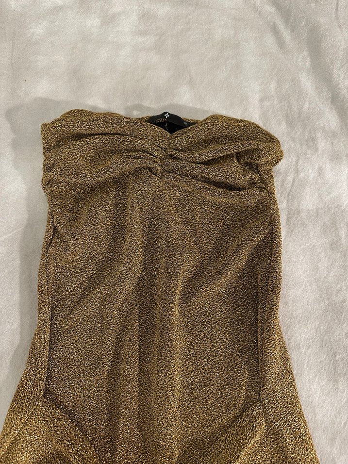 Parlak Yılan Desenli Uzun Abiye Elbise - Görsel 4