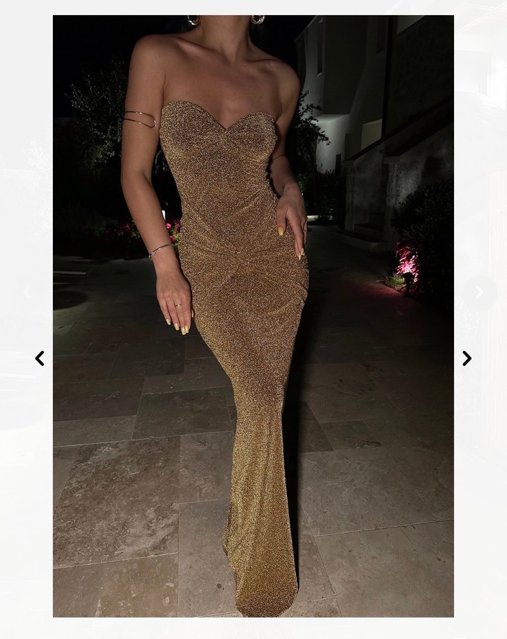 Parlak Yılan Desenli Uzun Abiye Elbise - Görsel 2