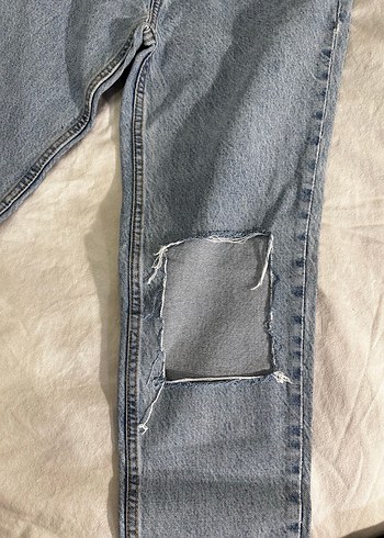 Kadın Gri Denim Midi Boy Rahat Kesim Jean - Görsel 3