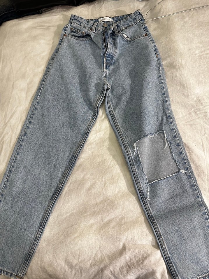 Kadın Gri Denim Midi Boy Rahat Kesim Jean - Görsel 2