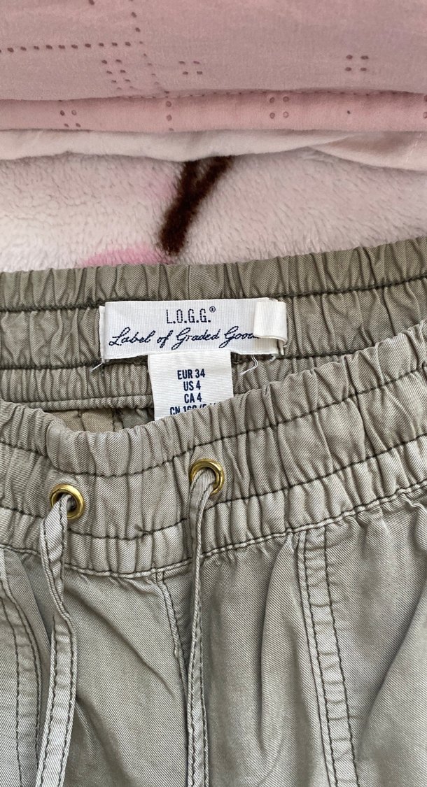 Kadın Bej Pamuk Rahat Kesim Düğmeli Pantolon - Görsel 3