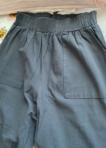 Gri Kadın Pamuklu Salaş Kumaş Pantolon - Görsel 2