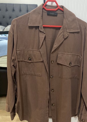 Düğmeli Kahverengi Keten Kadın Gömlek - Görsel 4