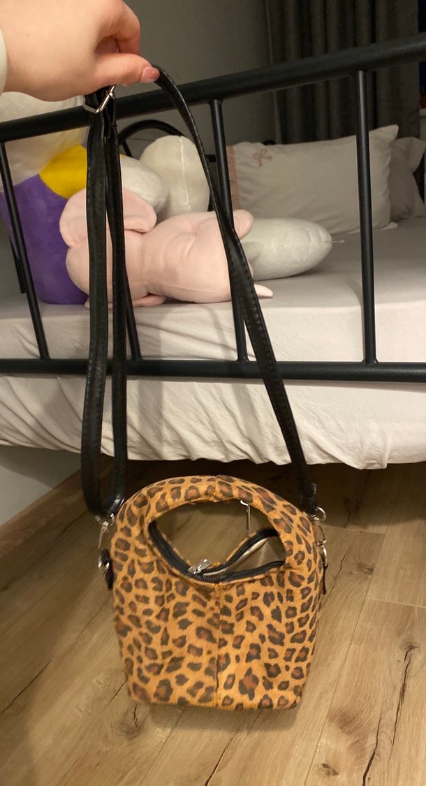 Kahverengi Leopar Desenli Deri Kadın Çanta - Görsel 4