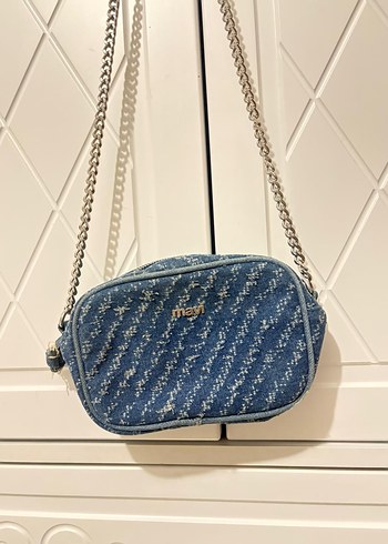 Zincir Detaylı Mavi Denim Kadın Çanta - Görsel 2