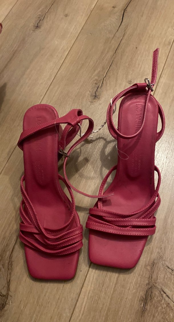 Pembe Deri Kadın Topuklu Sandalet - Görsel 3