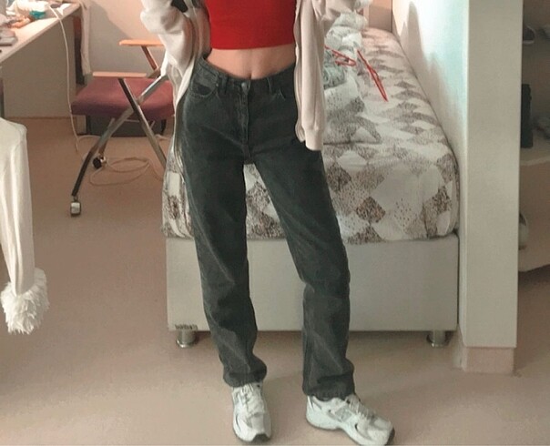 siyah straight jean pantolon