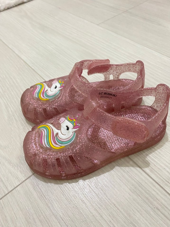 Pembe Parlak Unicorn Desenli Kız Terlik - Görsel 2