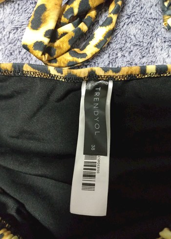 38 Beden kahverengi Renk Leopar Desenli Bikini Takım