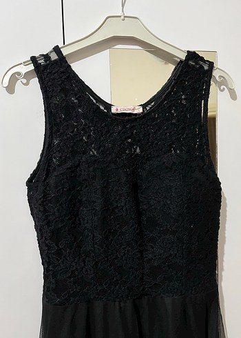 Siyah Dantel Detaylı Uzun Kadın Elbise - Görsel 2