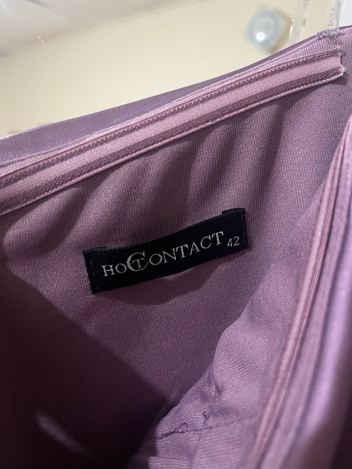 Mor Straplez Midi Drapeli Abiye Elbise - Görsel 3