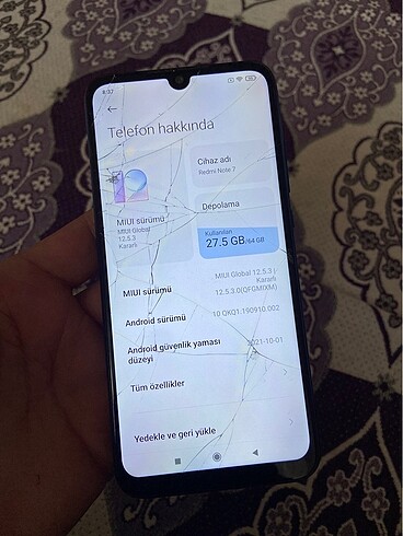 Redmi Note 7 64 ge ekran çatlak