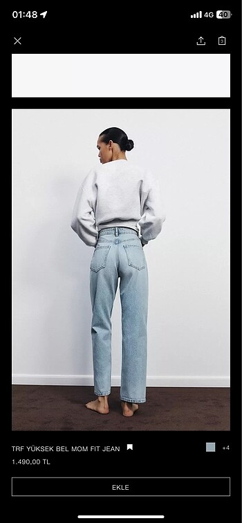 l Beden mavi Renk Zara jean