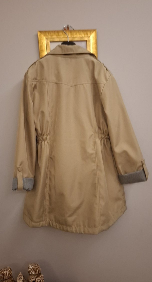 Bej Midi Boy Kadın Yağmurluk - Görsel 3