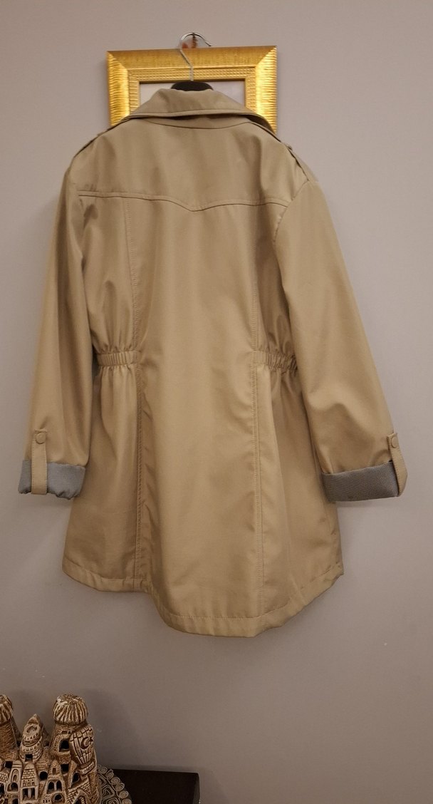 Bej Midi Boy Kadın Yağmurluk - Görsel 2