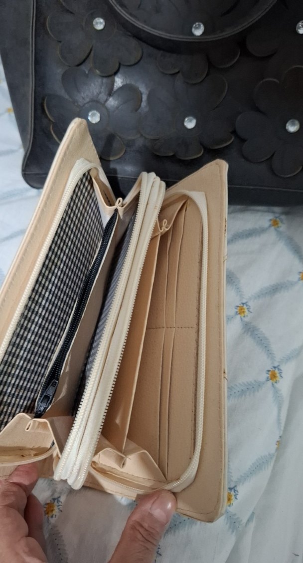 Gri Deri Fermuarlı Kadın Portföy Cüzdan - Görsel 4