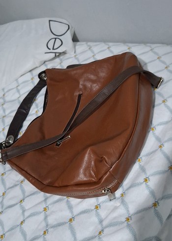 Kahverengi Deri Tokalı Kadın Çanta - Görsel 3