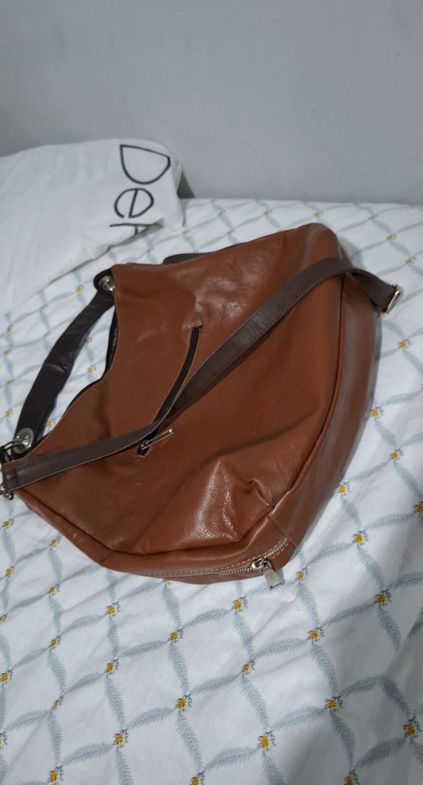 Kahverengi Deri Tokalı Kadın Çanta - Görsel 3