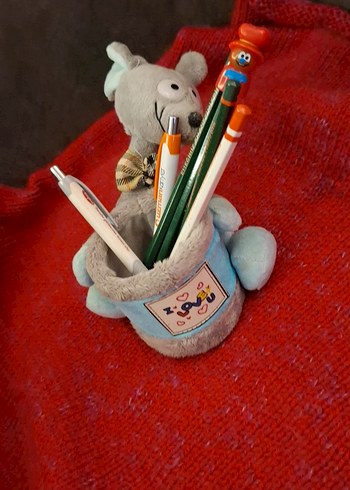 Gri Peluş Kalemlik ve Kalem Seti - Görsel 3