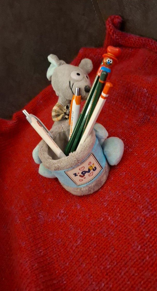 Gri Peluş Kalemlik ve Kalem Seti - Görsel 3
