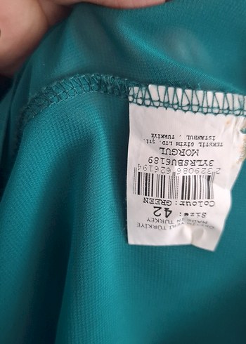 Kadın Turkuaz Uzun Suni Kürk Detaylı Elbise - Görsel 3