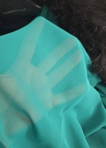 Kadın Turkuaz Uzun Suni Kürk Detaylı Elbise - Görsel 5