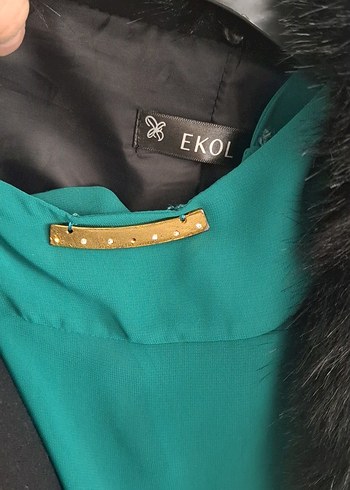 Kadın Turkuaz Uzun Suni Kürk Detaylı Elbise - Görsel 2