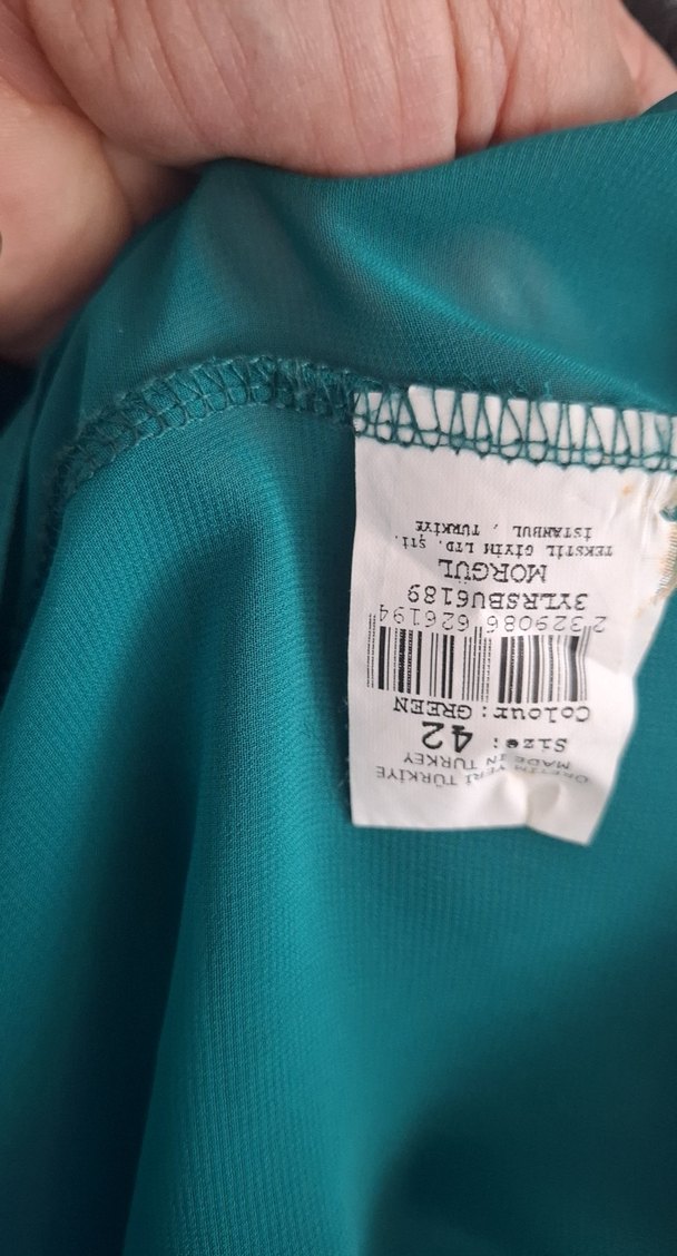 Kadın Turkuaz Uzun Suni Kürk Detaylı Elbise - Görsel 3