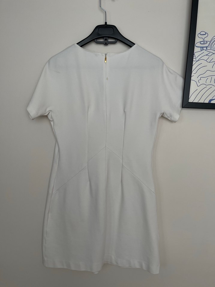 Beyaz Kısa Kollu Basic Elbise - Görsel 3