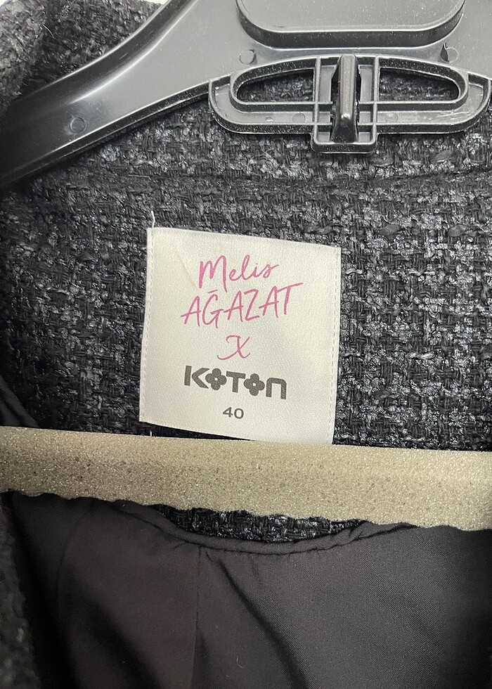 Siyah Kruvaze Parlak Tüvit kumaş blazer - Görsel 3