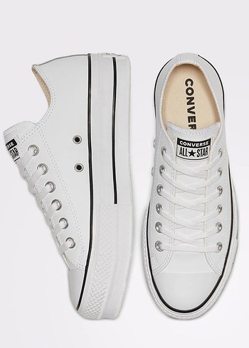 Beyaz Kalın Taban Deri Converse - Görsel 4