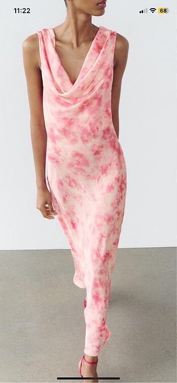 Zara ZARA SATEN TIE DYE ELBİSE