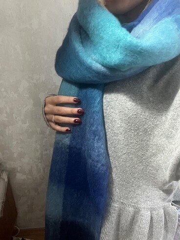 Zara Kareli mavi atkı