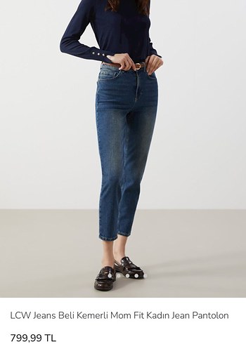 LC Waikiki LCW Jeans Beli Kemerli Mom Fit Kadın Jean