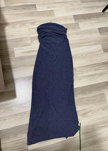 Lacivert Uzun Drapeli elbise - Görsel 5