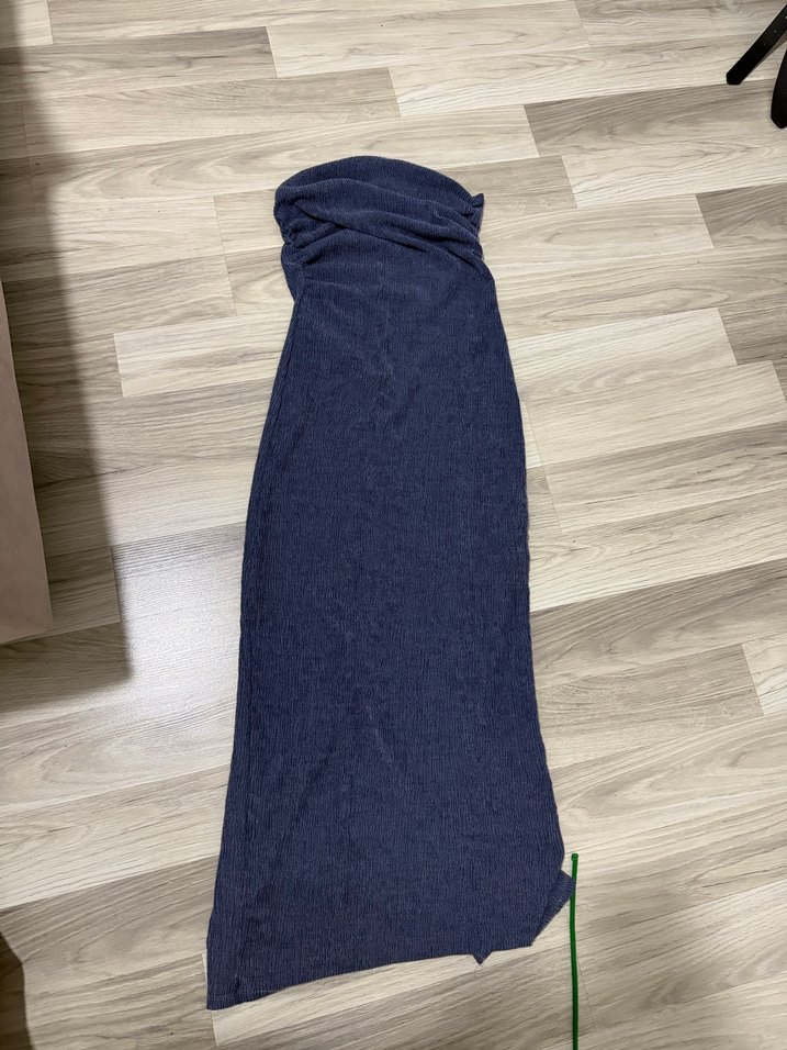 Lacivert Uzun Drapeli elbise - Görsel 5