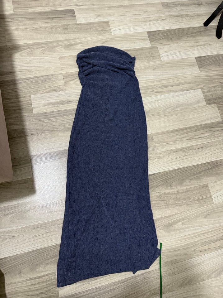 Lacivert Uzun Drapeli elbise - Görsel 3