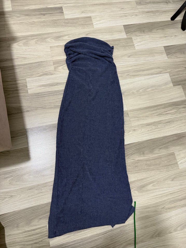 Lacivert Uzun Drapeli elbise - Görsel 4