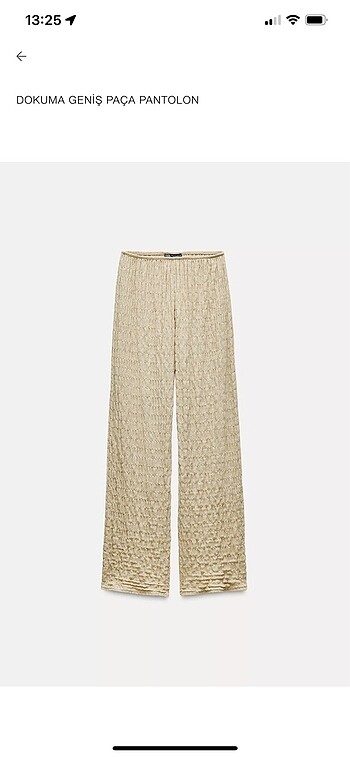 Zara dokuma geniş paça pantolon