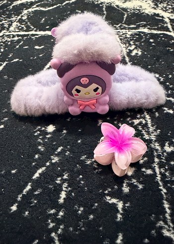 Pembe / Mor Peluş Detaylı / Lotus 2li Toka - Görsel 3