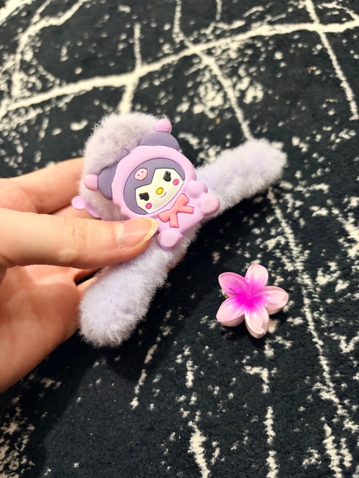 Pembe / Mor Peluş Detaylı / Lotus 2li Toka - Görsel 4