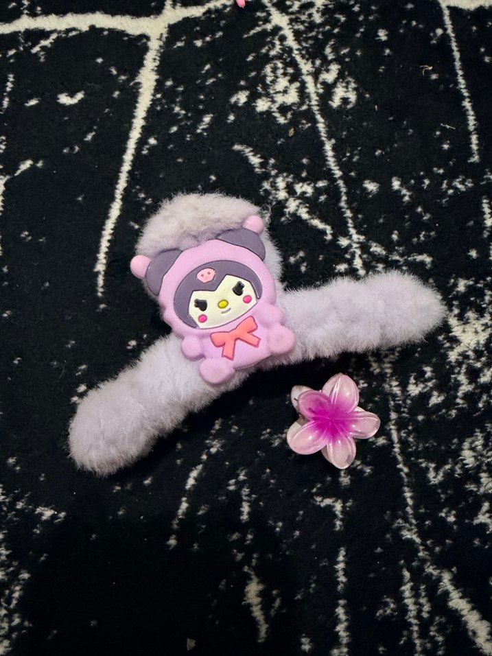 Pembe / Mor Peluş Detaylı / Lotus 2li Toka - Görsel 2