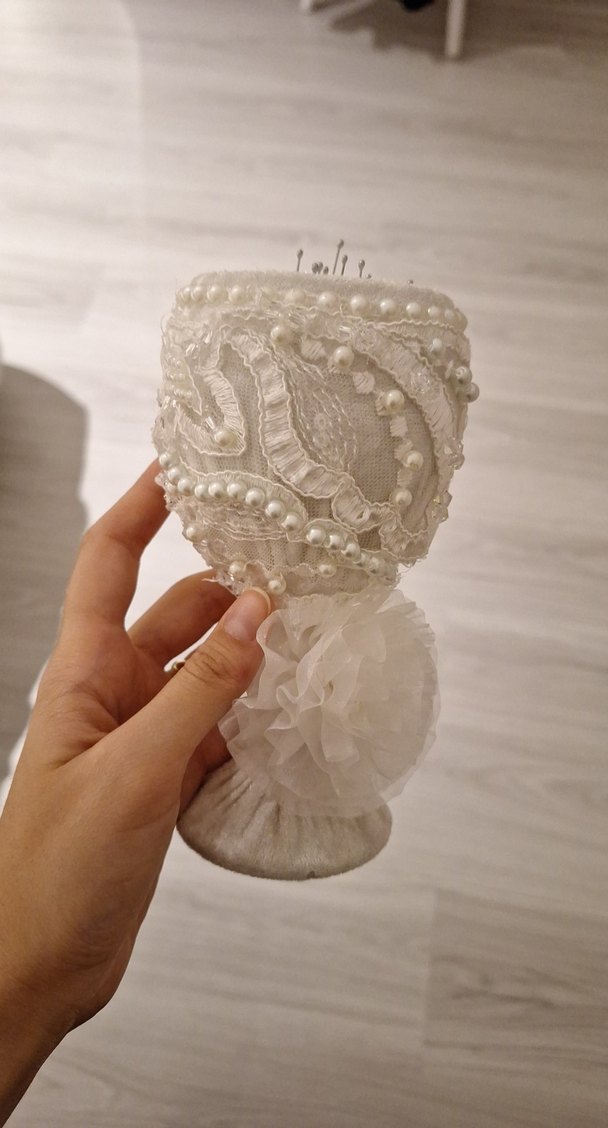 nikah düğün takı iğneliği beyaz inci işlemeli - Görsel 2