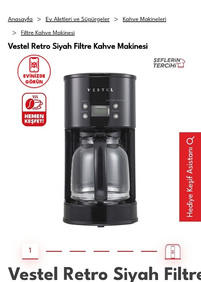 Vestel retro siyah filtre kahve makinesi - Görsel 4