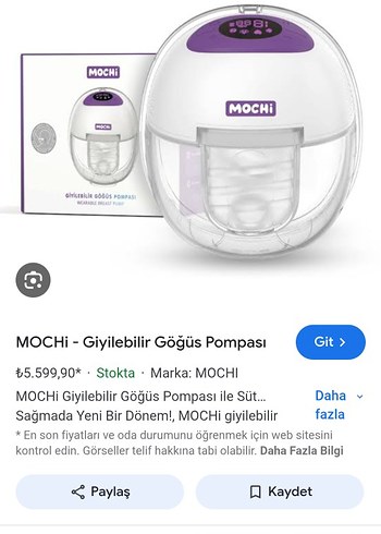 MOCHi Giyilebilir Göğüs Pompası Mor