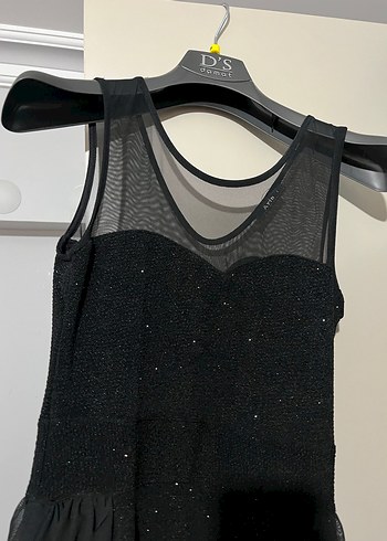 Siyah Drapeli Uzun Straplez Abiye Elbise - Görsel 2