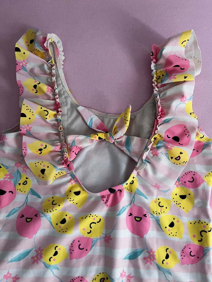 Kız Çocuk Pembe Pop Art Desenli Mayo - Görsel 3