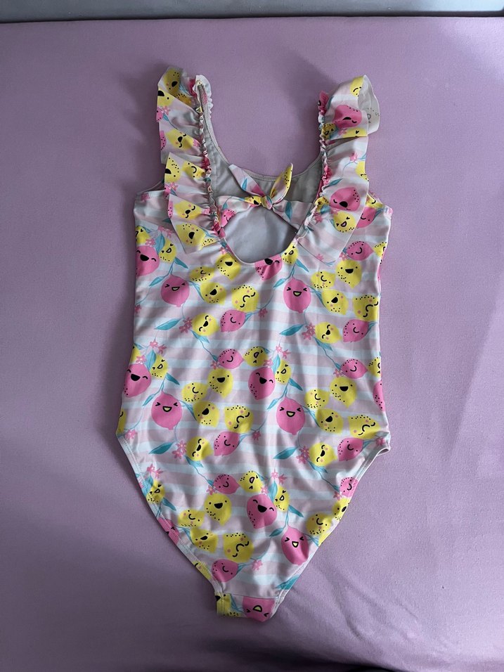 Kız Çocuk Pembe Pop Art Desenli Mayo - Görsel 2