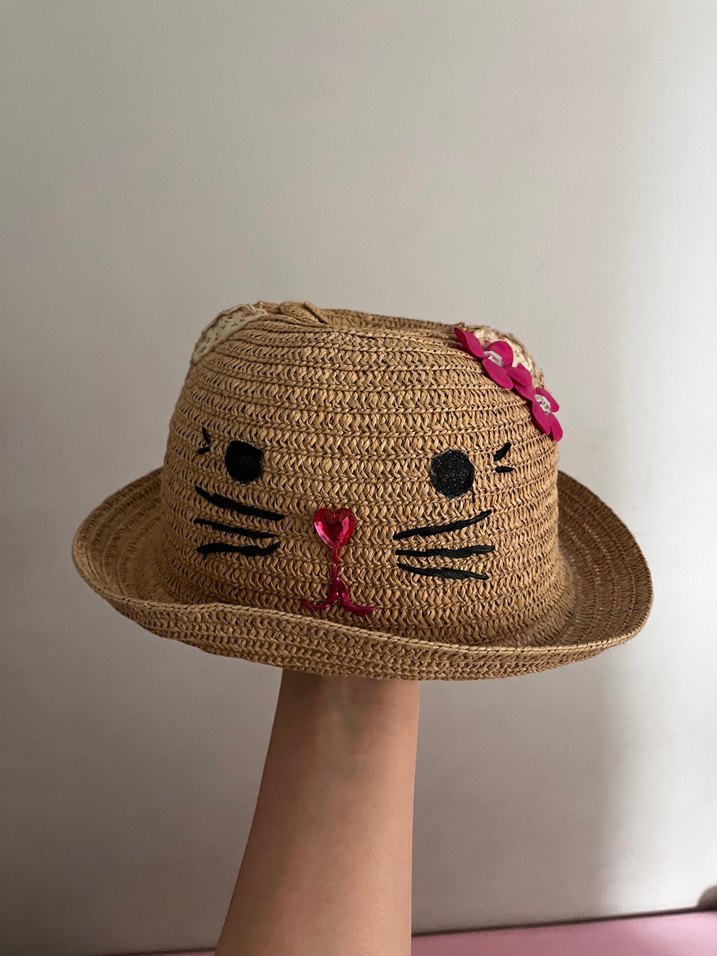 Renkli Leopar Desenli hasır Çocuk Şapkası - Görsel 2